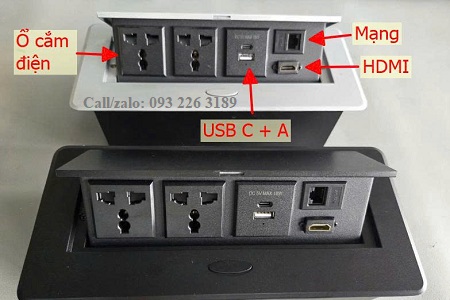 Hộp Điện Âm Bàn Có USB Type C, HDMI, Mạng LAN